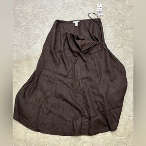 Y2K Vtg Women’s 10 Cocoa Bean 100% Linen Charter Club Core Casual Side Zip Skirt